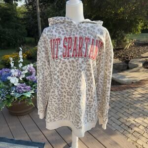 University of Tampa Hooded Sweatshirt Women's L Cheetah Print Gray/White (179)